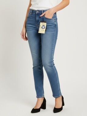 d.jeans Blue Recycled Denim Mid Rise Slim Straight Ankle Jeans Size 6 NWT